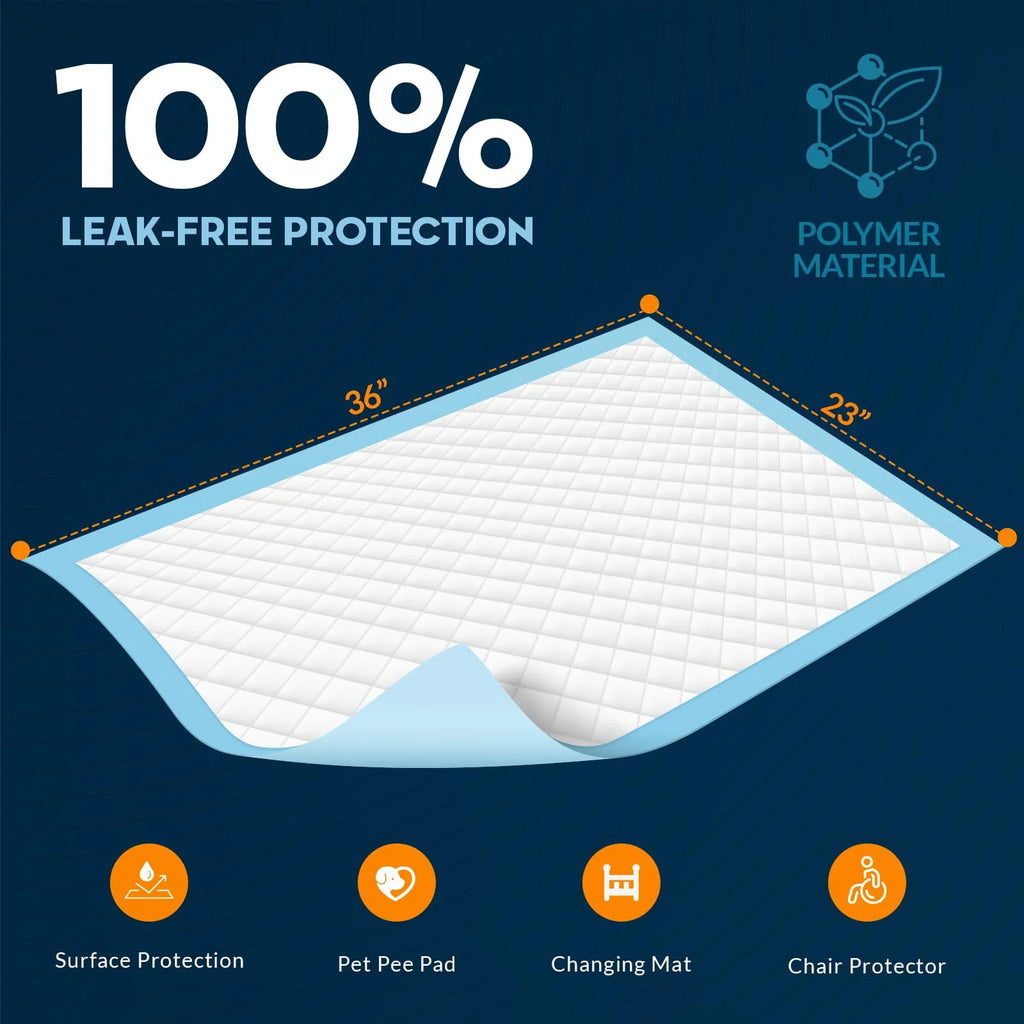MED PRIDE Disposable Bed Pads 23X36 50 Count Absorbent Bed Liners for Incontinence Kids Adults Elderly Pets Leak-Proof Bed Wetting Pads