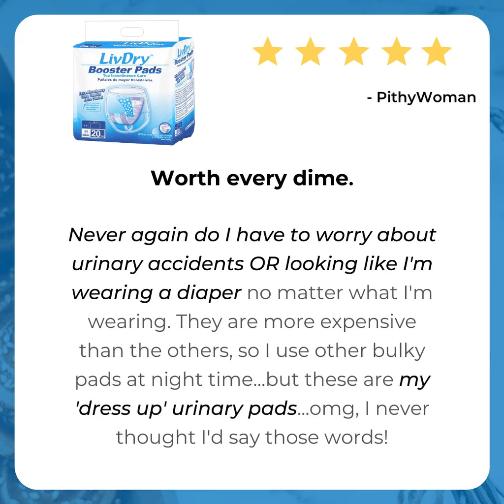 Unisex Incontinence Booster Pads | Extra Absorbent Passthrough Pad | Regular Length (20-Pack)