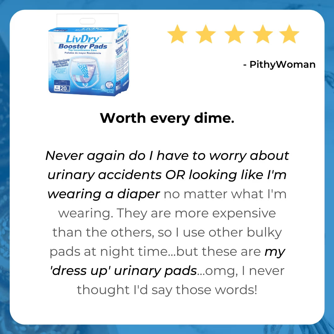 Unisex Incontinence Booster Pads | Extra Absorbent Passthrough Pad | Regular Length (20-Pack)