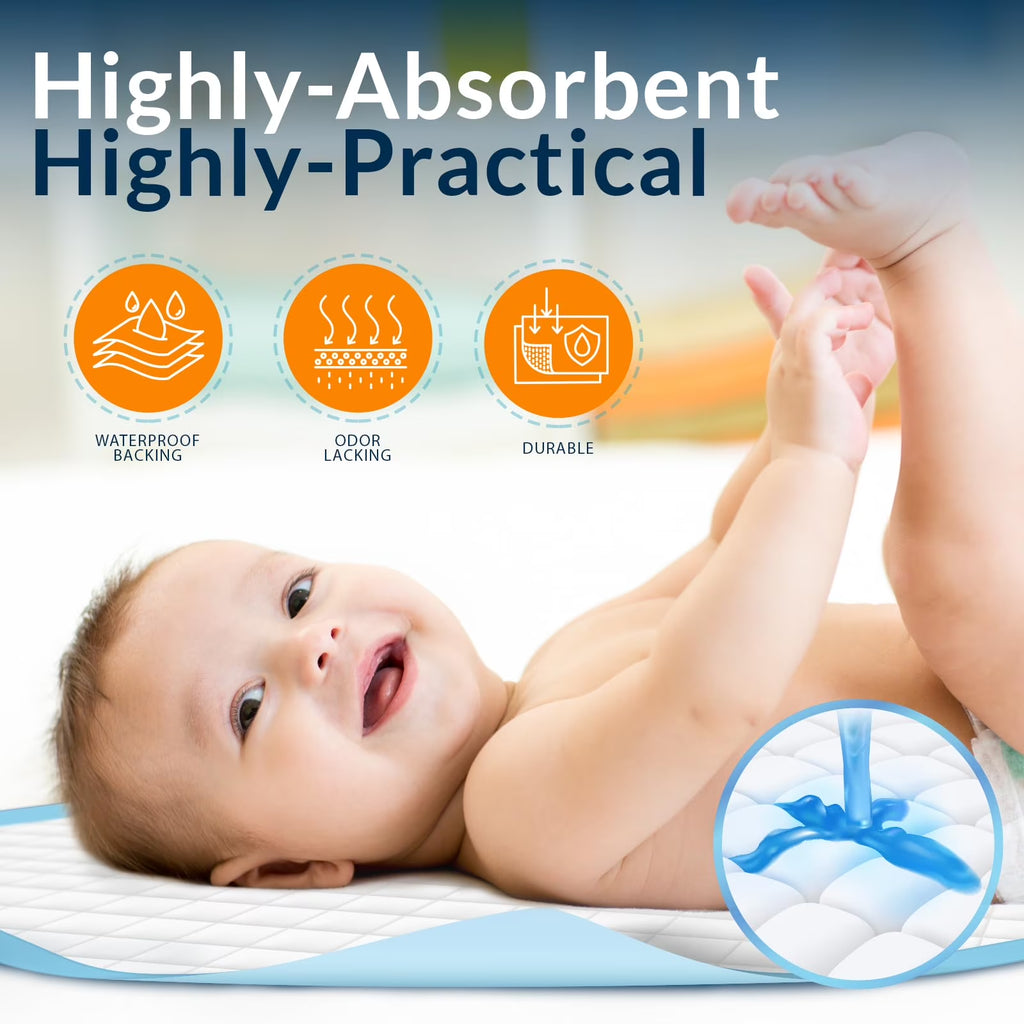 MED PRIDE Disposable Bed Pads 23X36 50 Count Absorbent Bed Liners for Incontinence Kids Adults Elderly Pets Leak-Proof Bed Wetting Pads