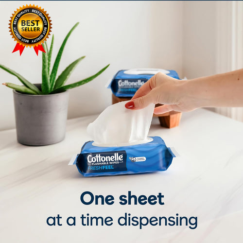 Fresh Feel Flushable Wet Wipes Adult Wet Wipes 8 Flip-Top Packs 42 Wipes Per