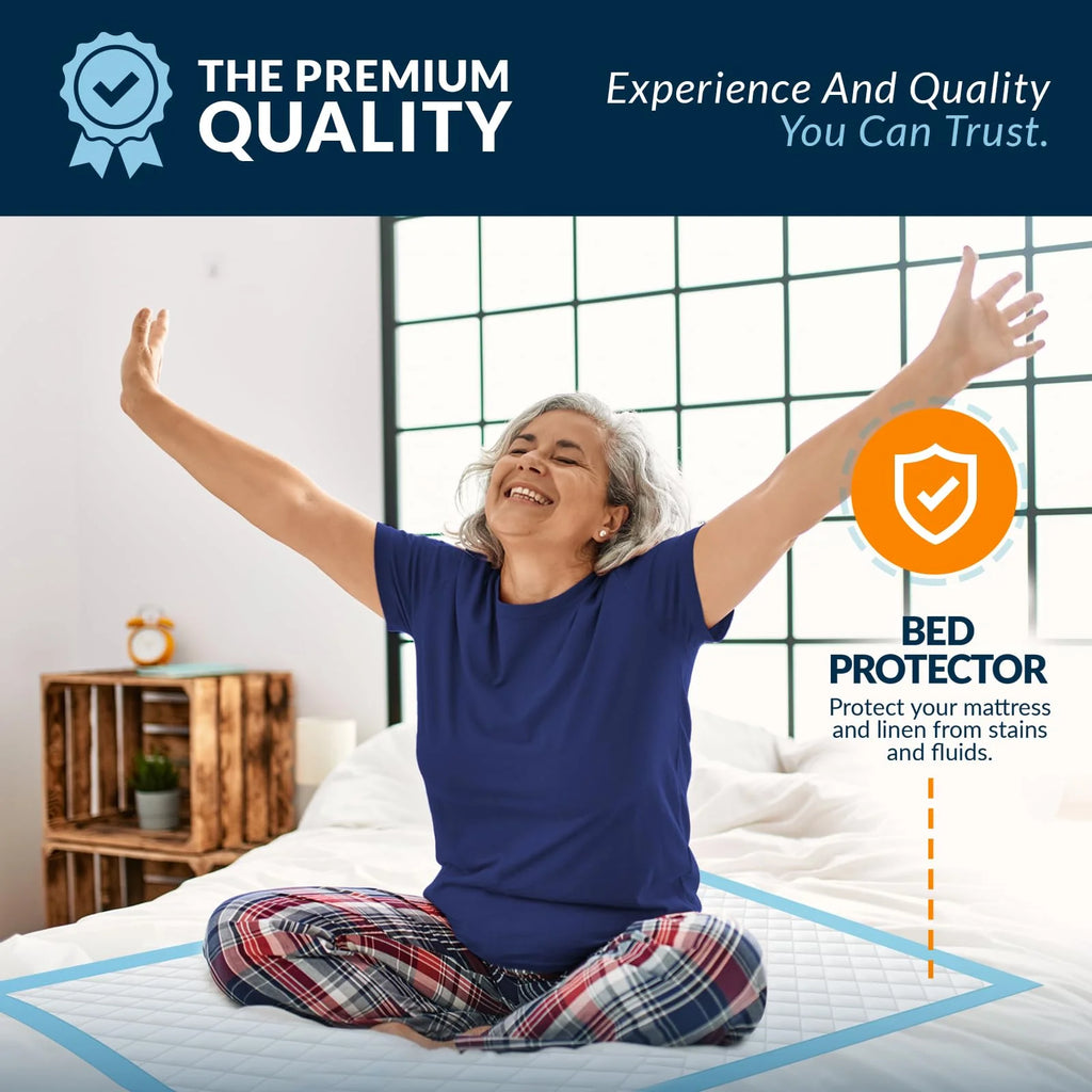 MED PRIDE Disposable Bed Pads 23X36 50 Count Absorbent Bed Liners for Incontinence Kids Adults Elderly Pets Leak-Proof Bed Wetting Pads