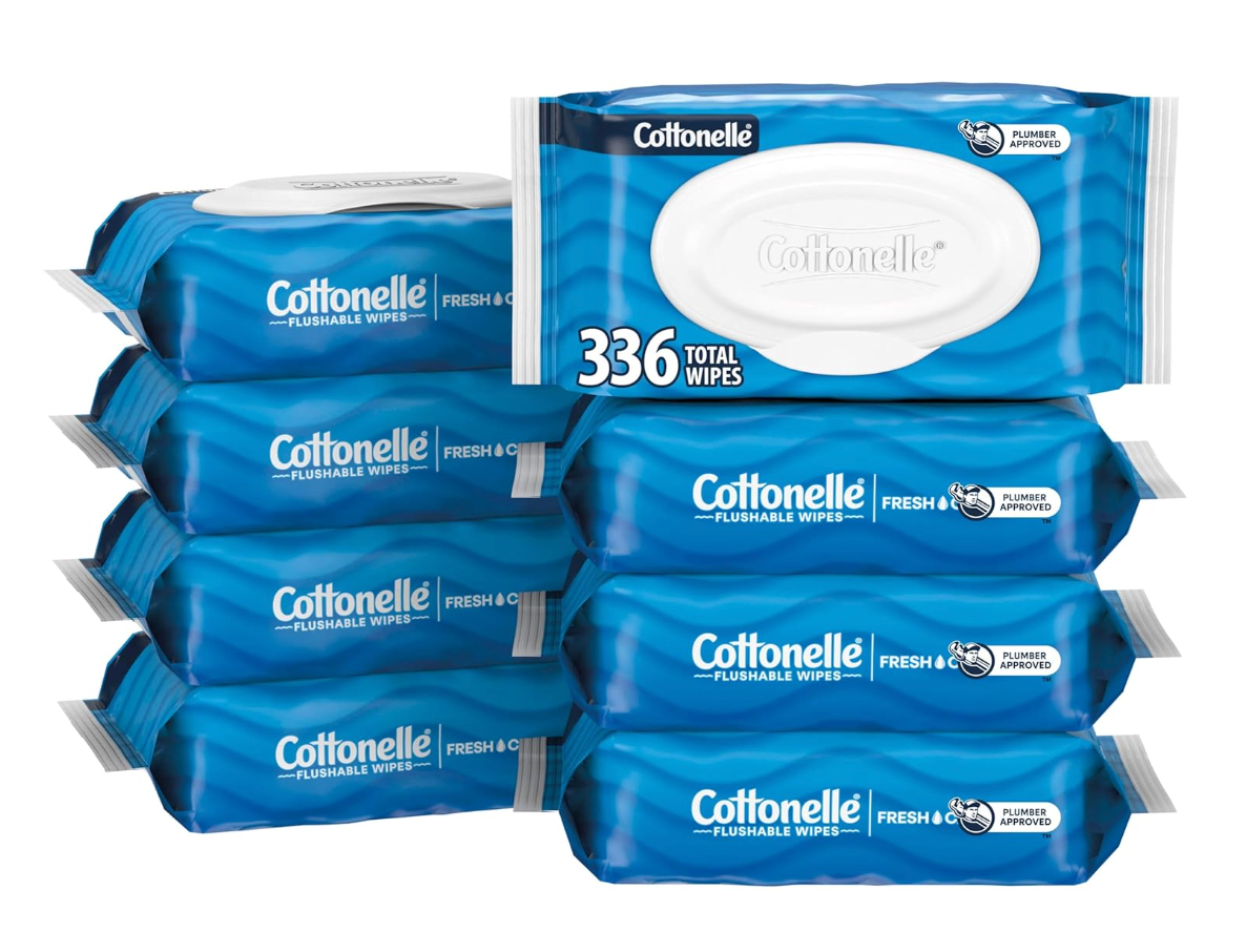 Fresh Feel Flushable Wet Wipes Adult Wet Wipes 8 Flip-Top Packs 42 Wipes Per