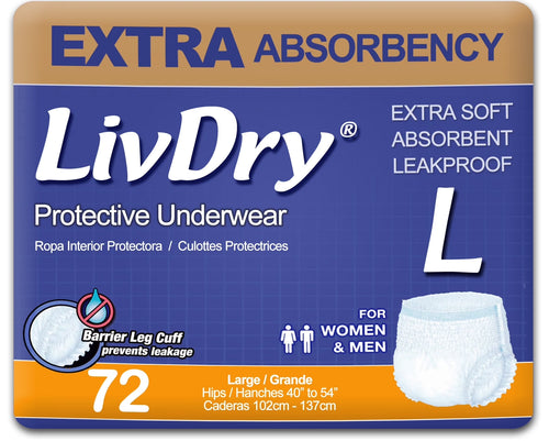 Adult Diapers for Women and Men, Leak Guard Incontinence Underwear, Extra Absorbing (Large, 72-Pack)